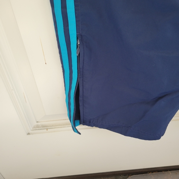 Vintage Adidas Track Pants Dark Blue Polyester Light Blue Baggy - Size L - Picture 5 of 7